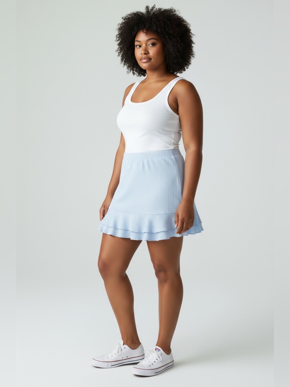 Wild Fable Tiered Ruffle Mini Skort - Baby Blue